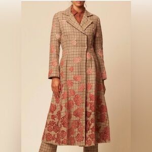 Anthropologie La Fuori The Vintage Embroidered Rose Coat. Small. NWT.